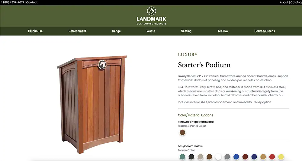 landmark golf course products website