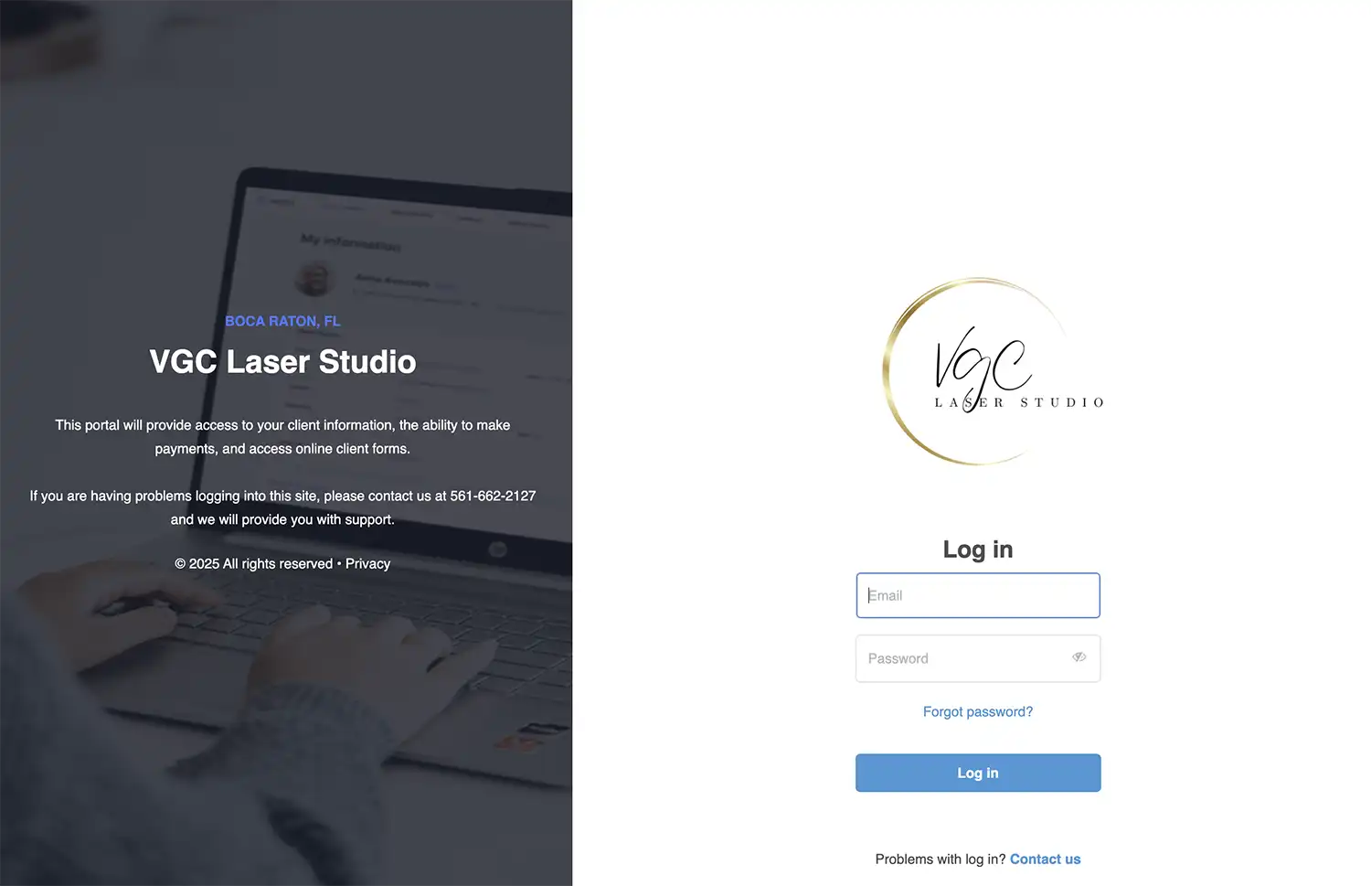 vgc laser studio login page