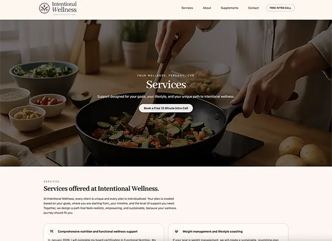 Intentional Wellness services page